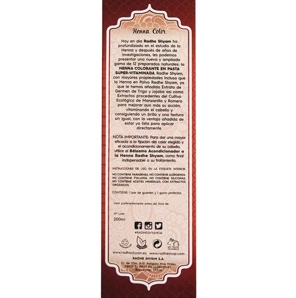 Henna Radhe Castaño Oscuro Pasta Radhe Shyam