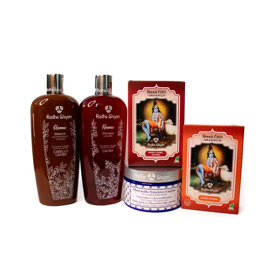 Pack Henna cubre canas color super caoba oscuro Fast Bundle