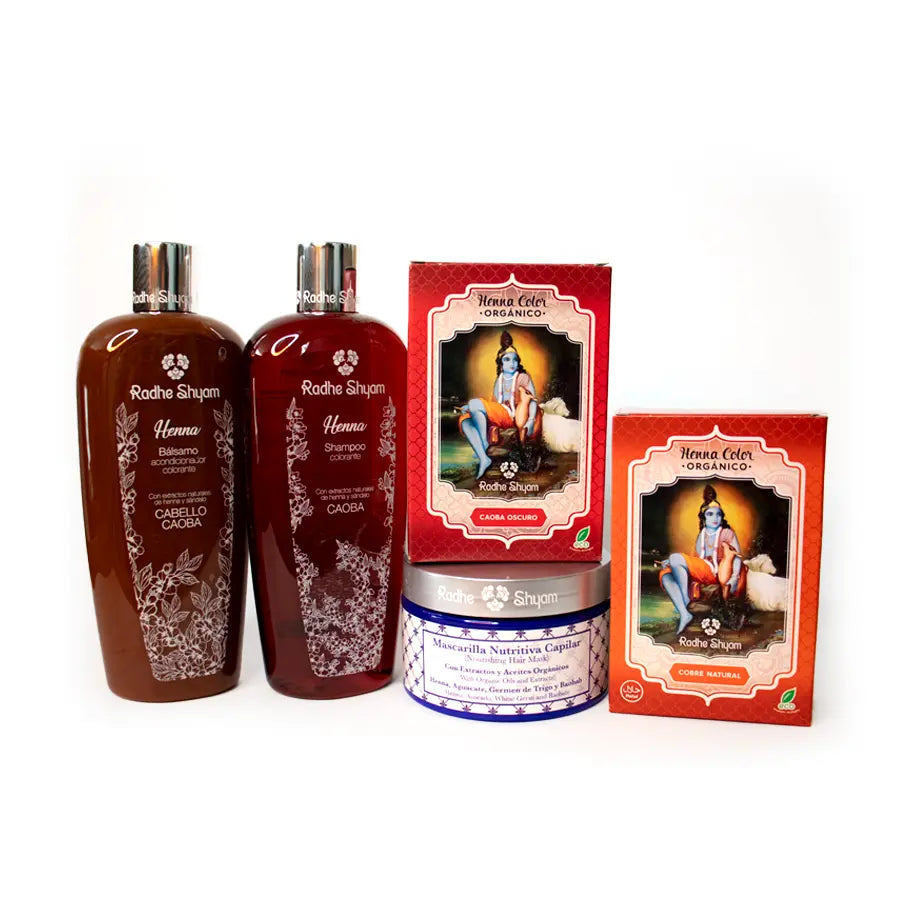 Pack Henna cubre canas color caoba oscuro Fast Bundle
