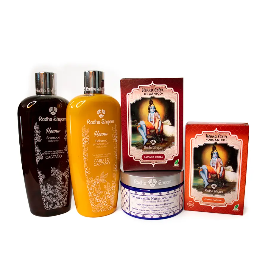 Pack Henna cubre canas color castaño caoba Fast Bundle