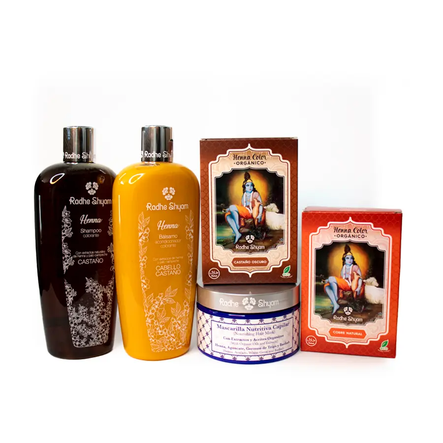 Pack Henna cubre canas color castaño oscuro Fast Bundle