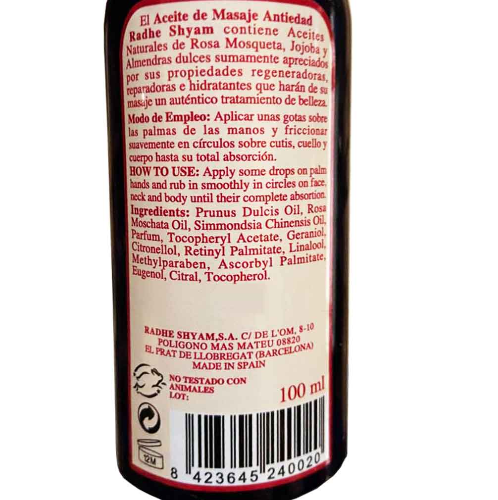 Aceite De Masaje Antiedad Radhe Shyam