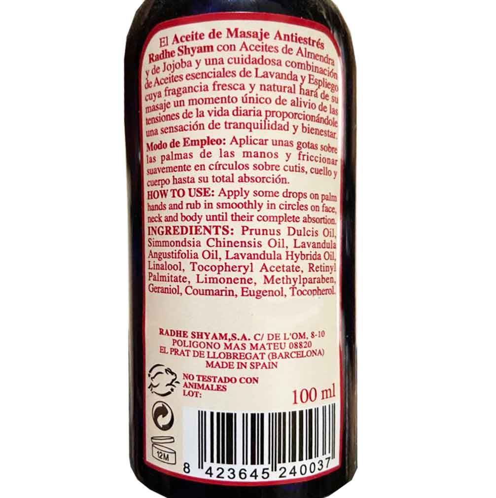 Aceite De Masaje Antiestrés Radhe Shyam