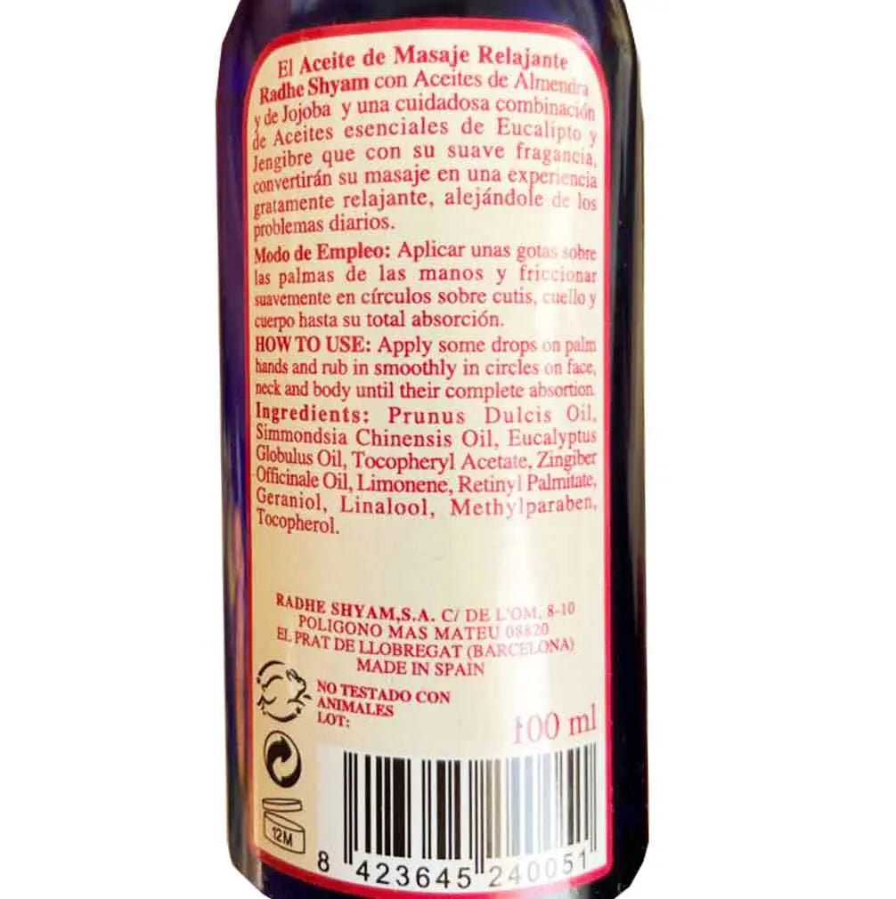 Aceite De Masaje Relajante Radhe Shyam
