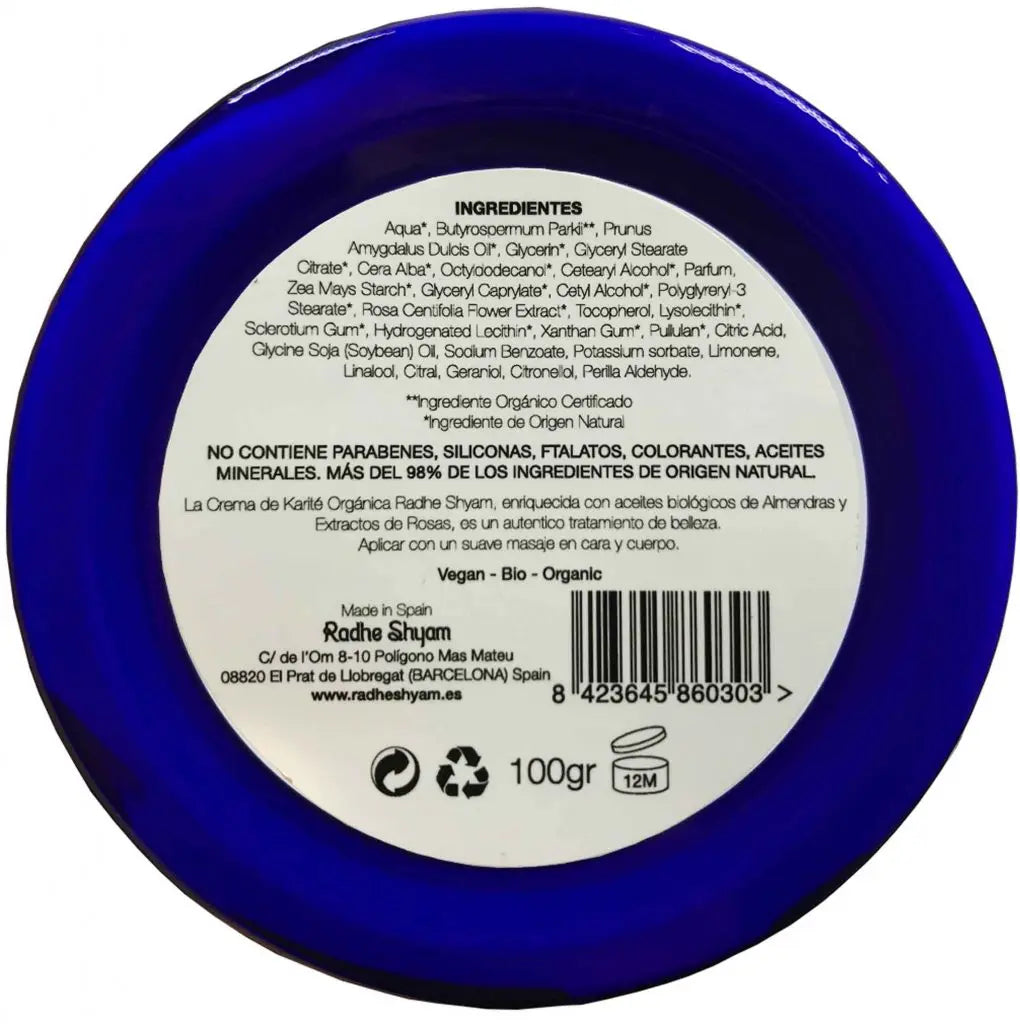 Crema De Karité Orgánica Aroma Rosas Radhe Shyam