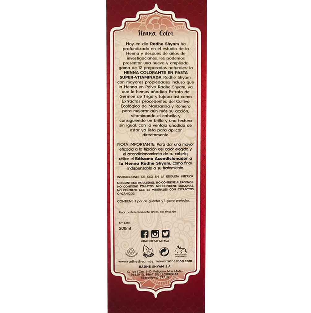Henna Radhe Castaño Caoba Pasta Radhe Shyam