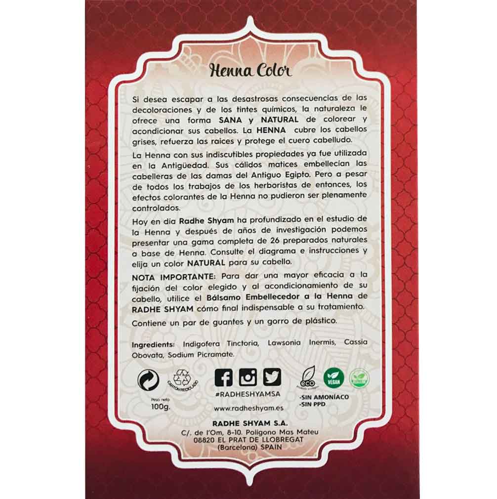 Henna Radhe Castaño Caoba Polvo Radhe Shyam