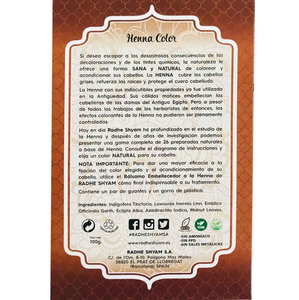 Henna Radhe Castaño Medio Polvo Radhe Shyam