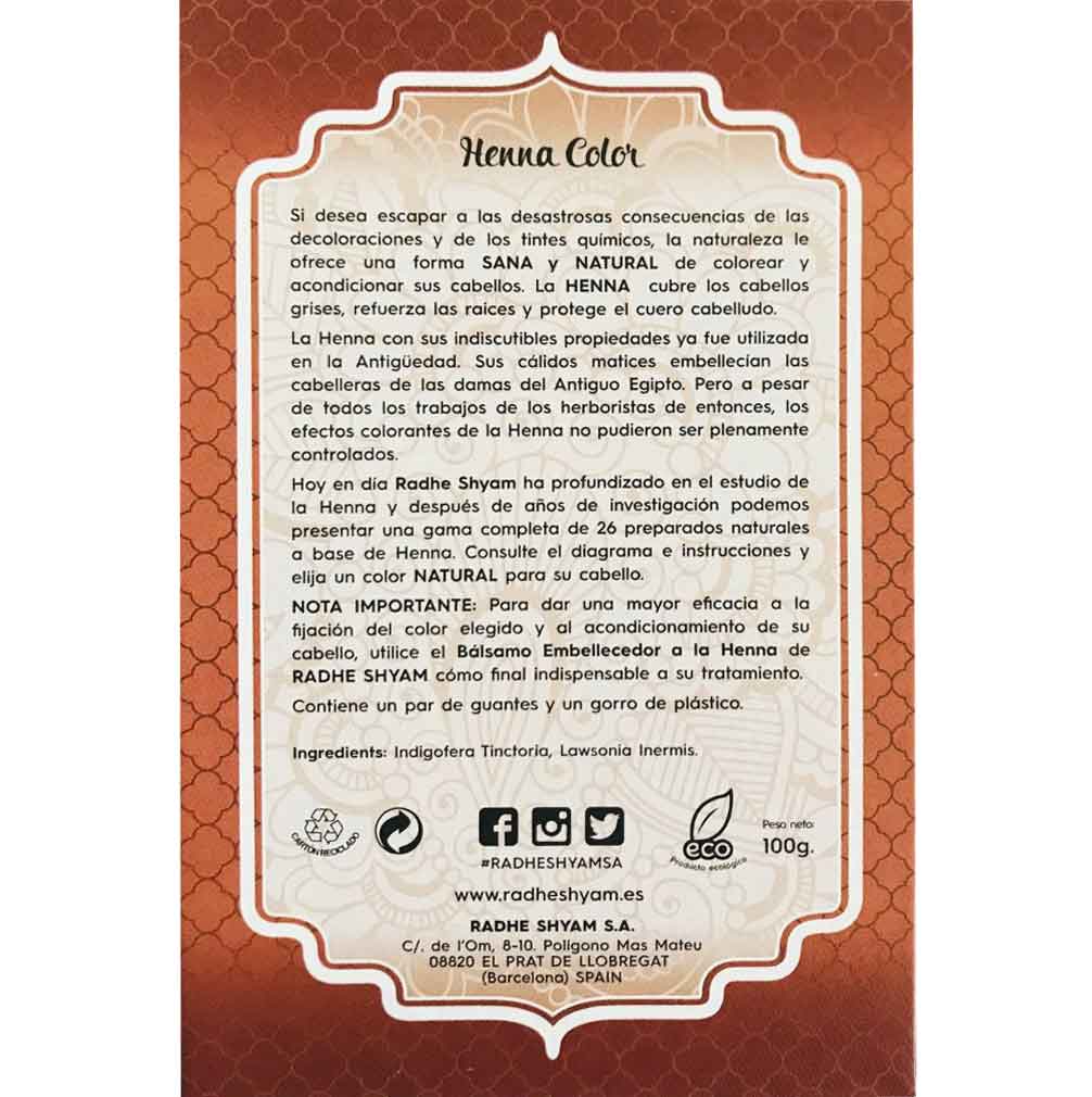 Henna Radhe Castaño Oscuro Polvo Radhe Shyam