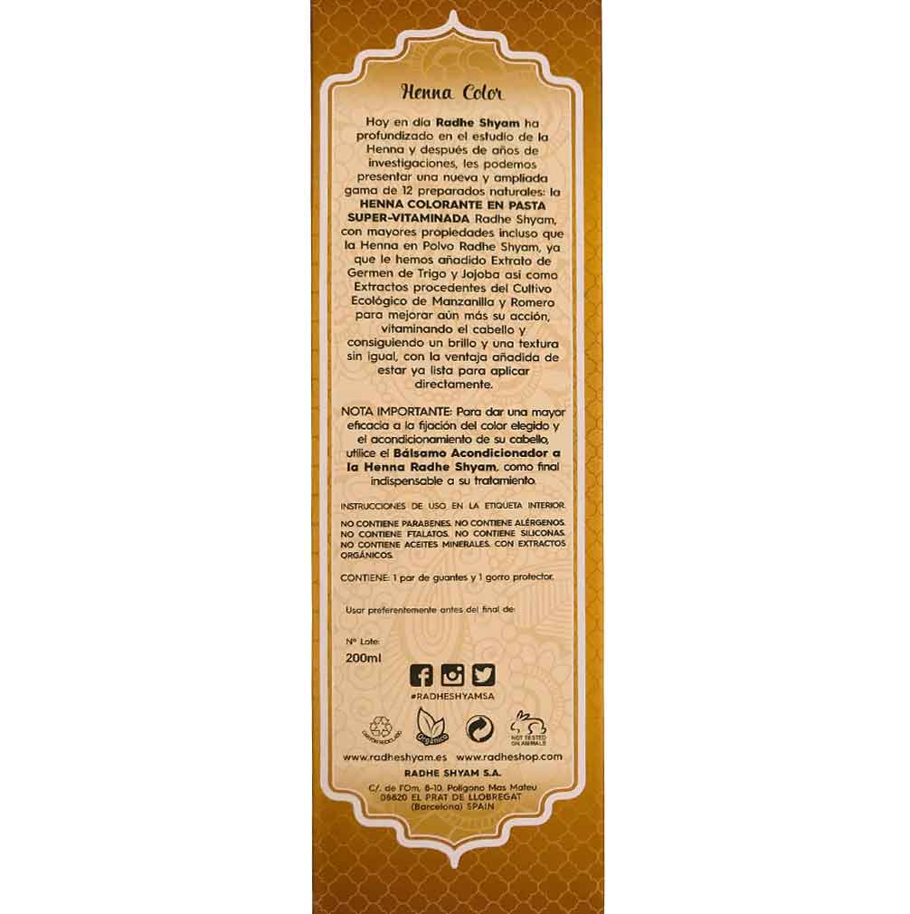 Henna Radhe Rubio Ceniza Pasta Radhe Shyam