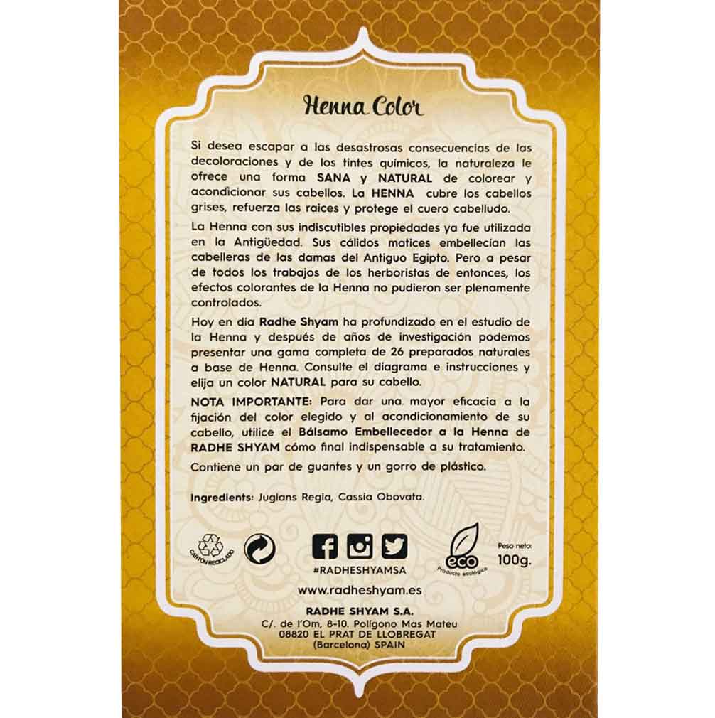 Henna Radhe Rubio Ceniza Polvo Radhe Shyam