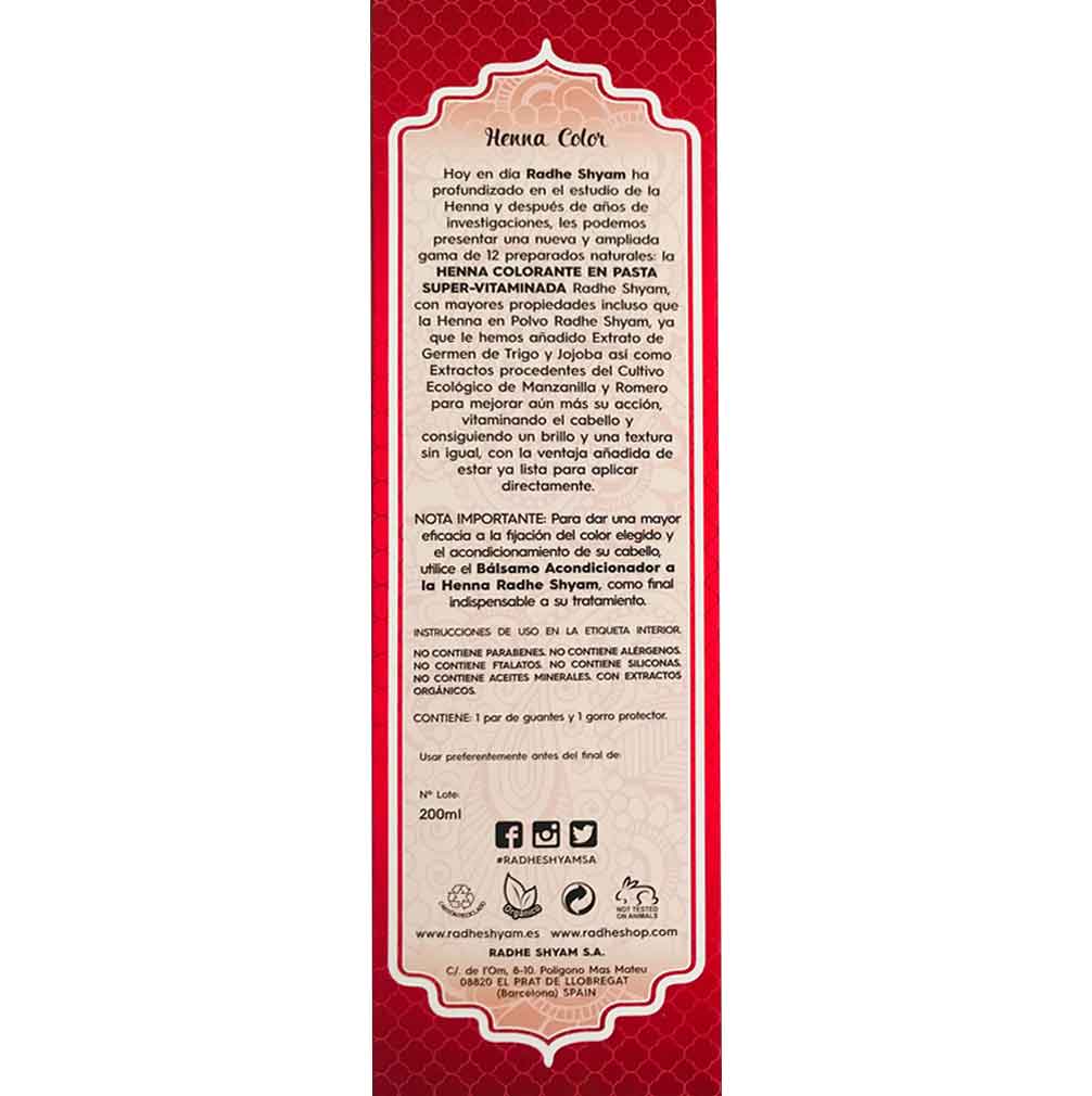 Henna Radhe Caoba Oscuro Pasta Radhe Shyam