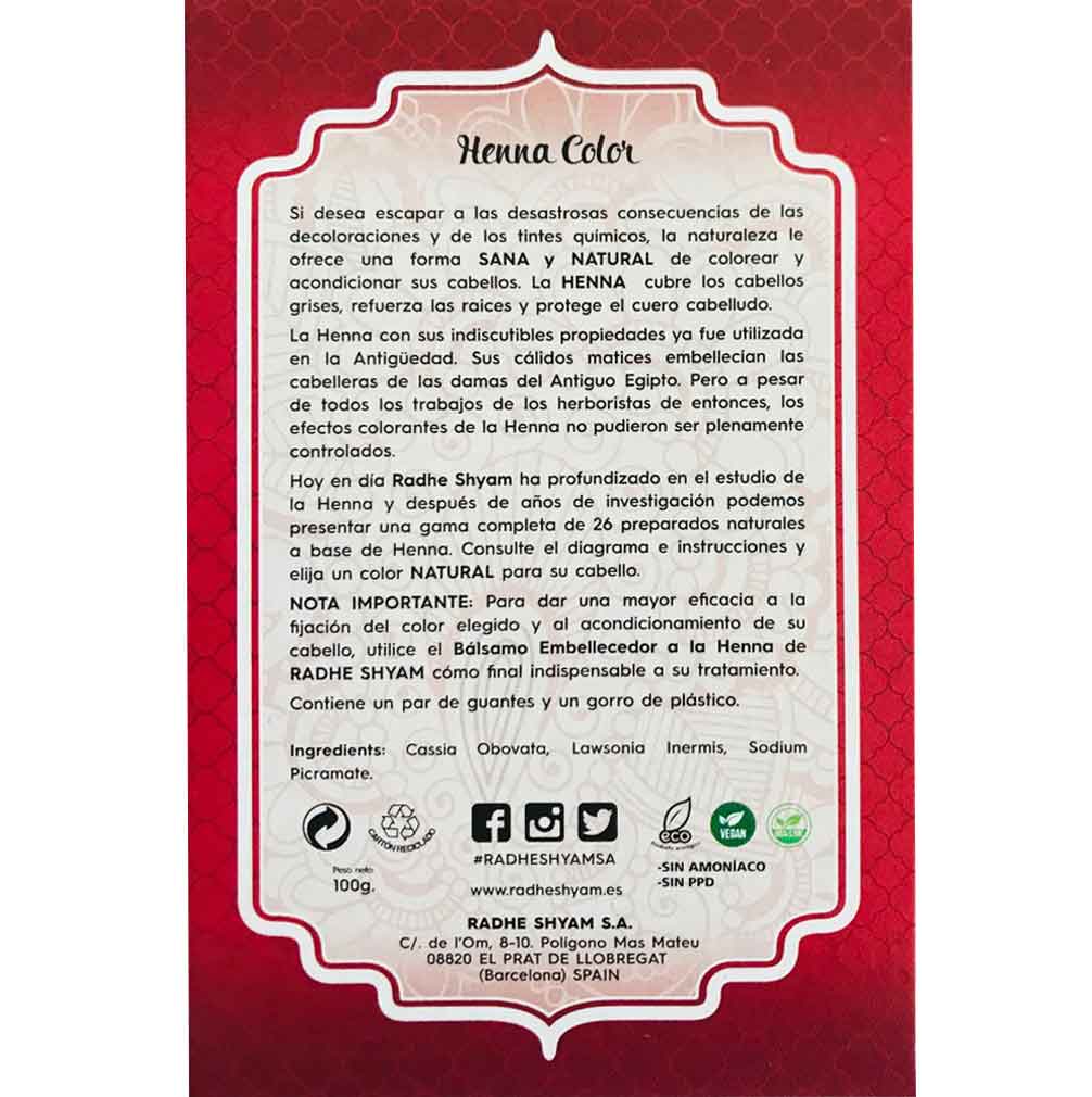 Henna Radhe Super Caoba Oscuro Polvo Radhe Shyam
