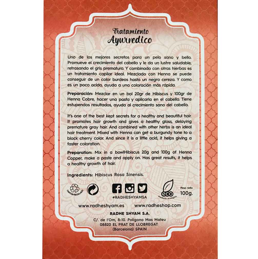 Hibiscus Tratamiento Capilar Natural Radhe Shyam