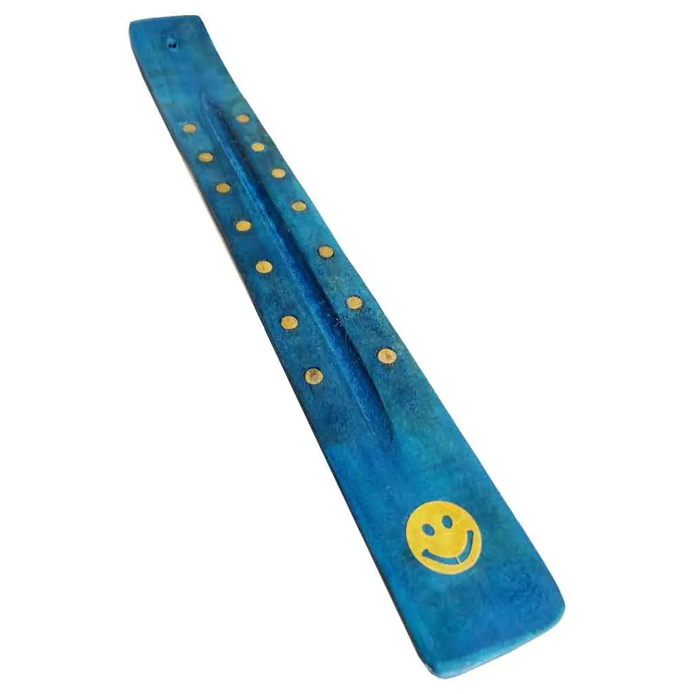 Incensario Madera Labrada Sonrisa Azul Ib-32 Radhe Shyam