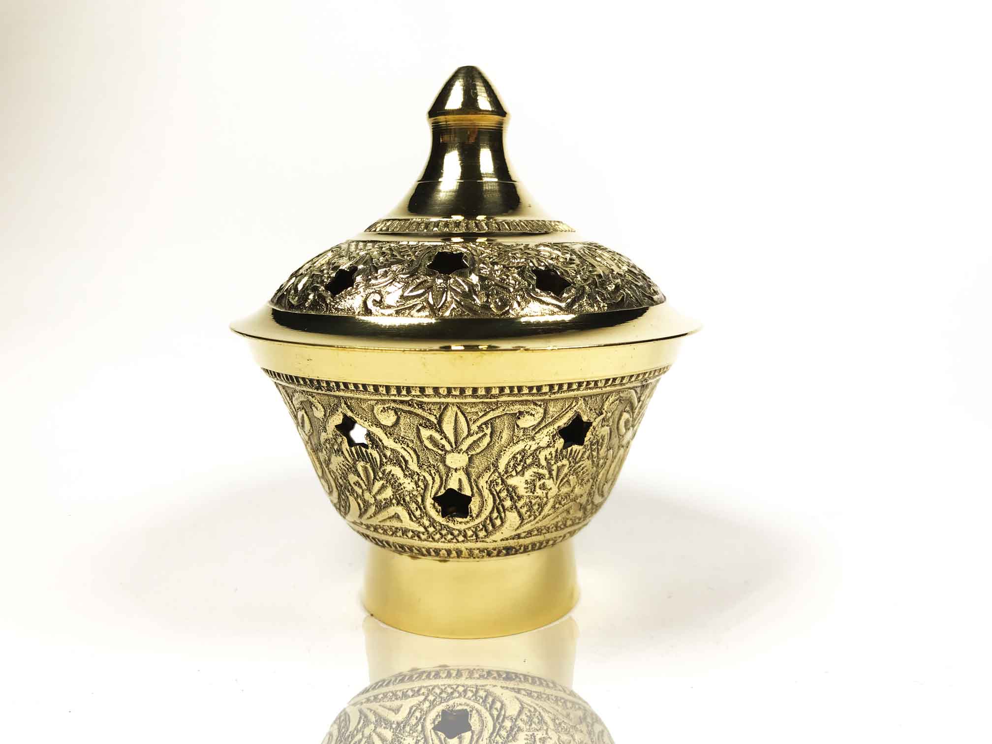 Incensario Metálico Bol Ancho Tapa (8667) Radhe Shyam