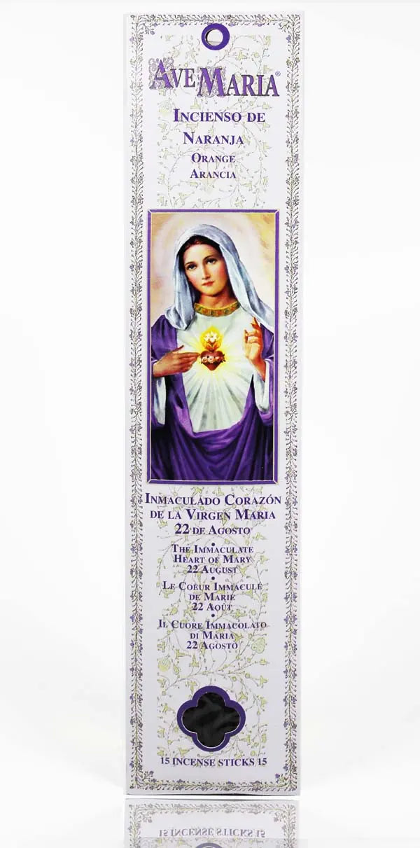 Incienso Ave Maria Stick Naranja - Inmaculado Corazon Ave Maria