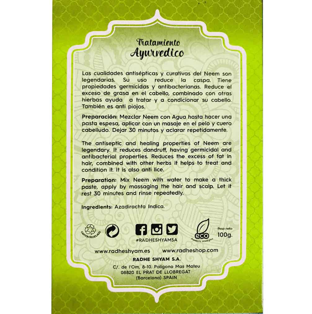 Neem Tratamiento Capilar Natural Radhe Shyam
