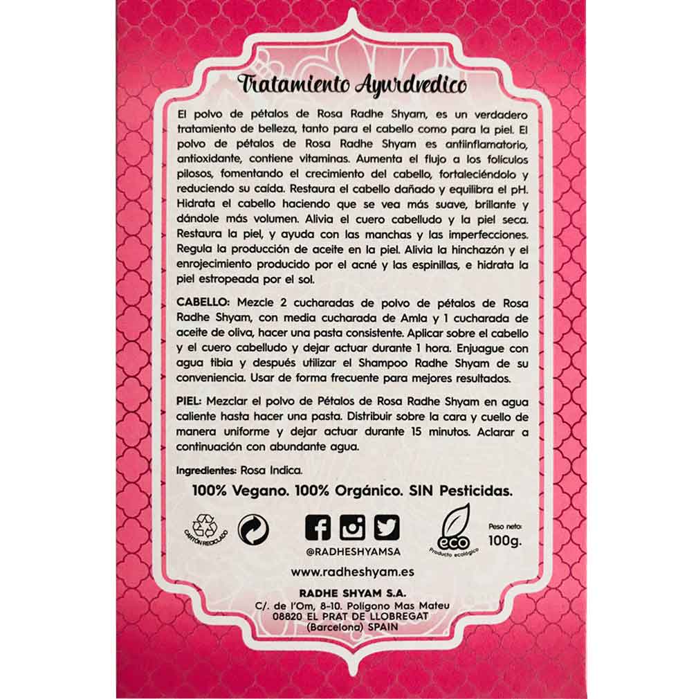 Pétalos De Rosa Tratamiento Capilar Natural Radhe Shyam