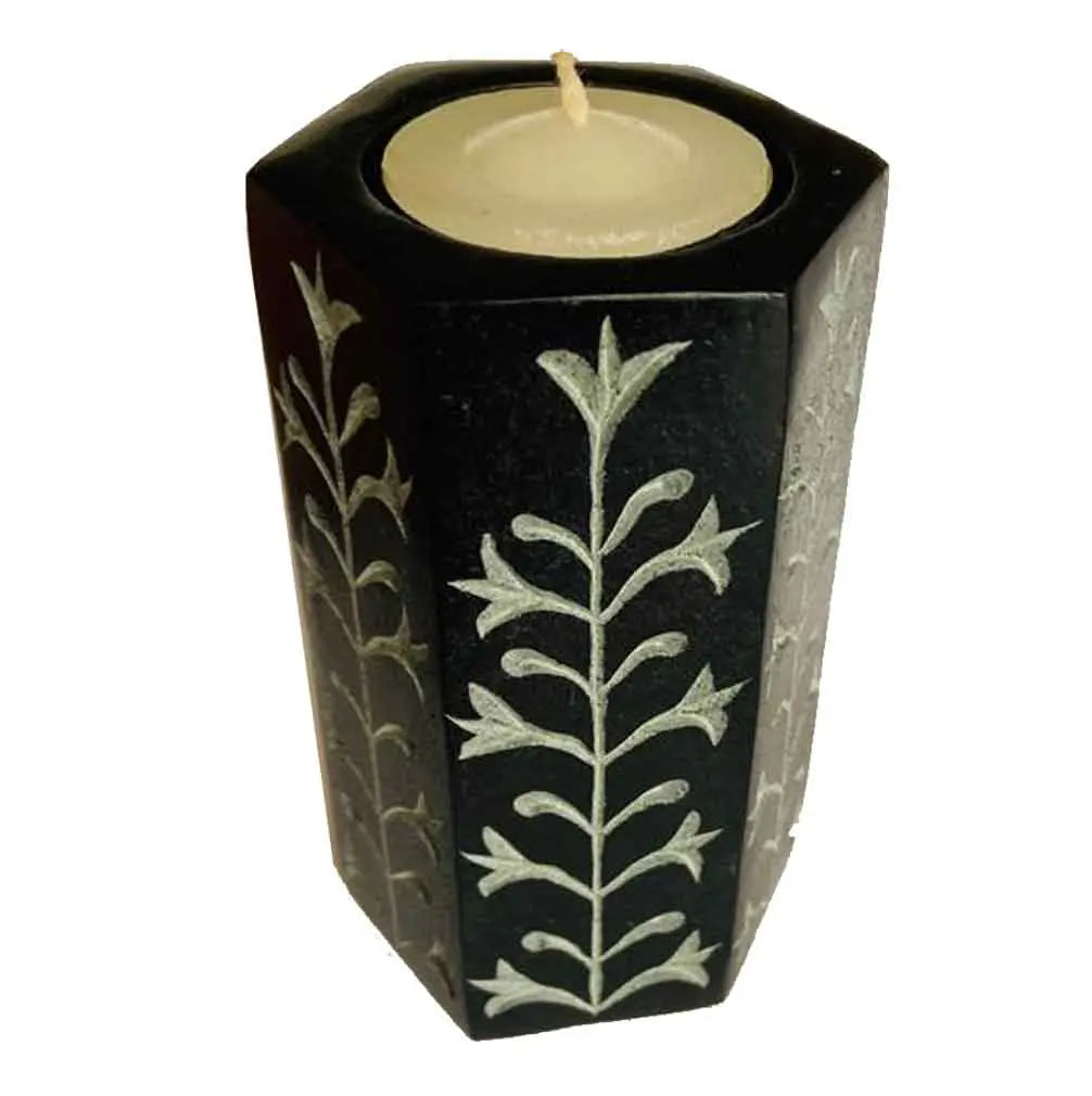 Portavela Negro Flor Mediano Cs1834 Radhe Shyam