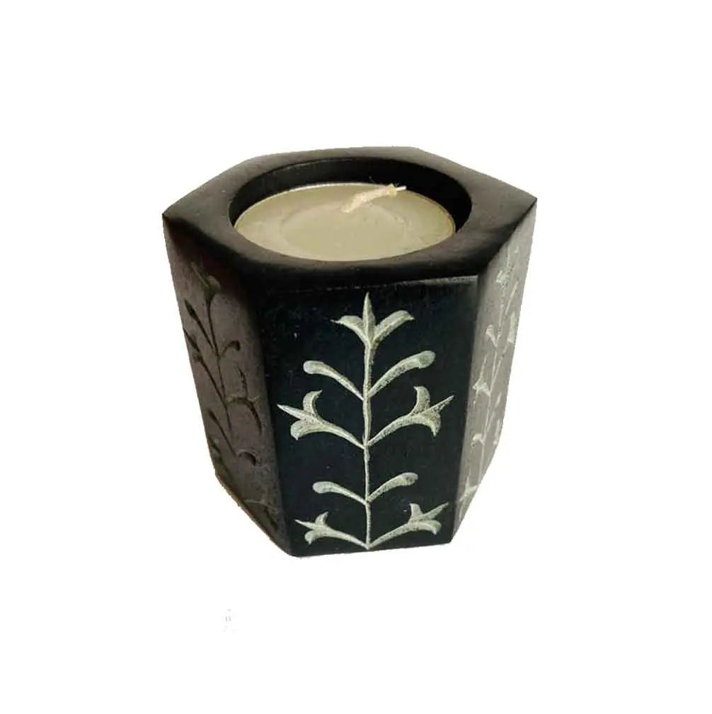 Portavela Negro Flor Pequeño Cs1835 Radhe Shyam