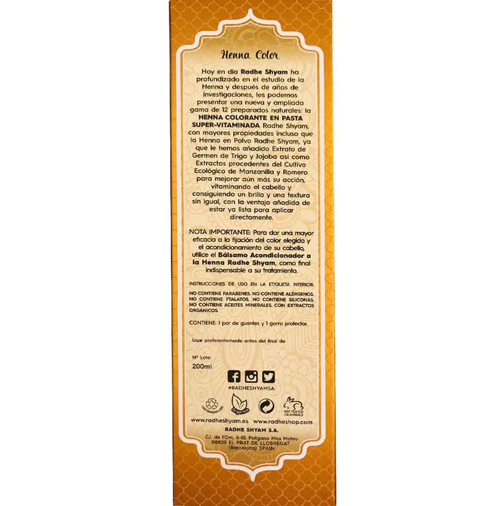 Henna Radhe Rubio Dorado Pasta Radhe Shyam