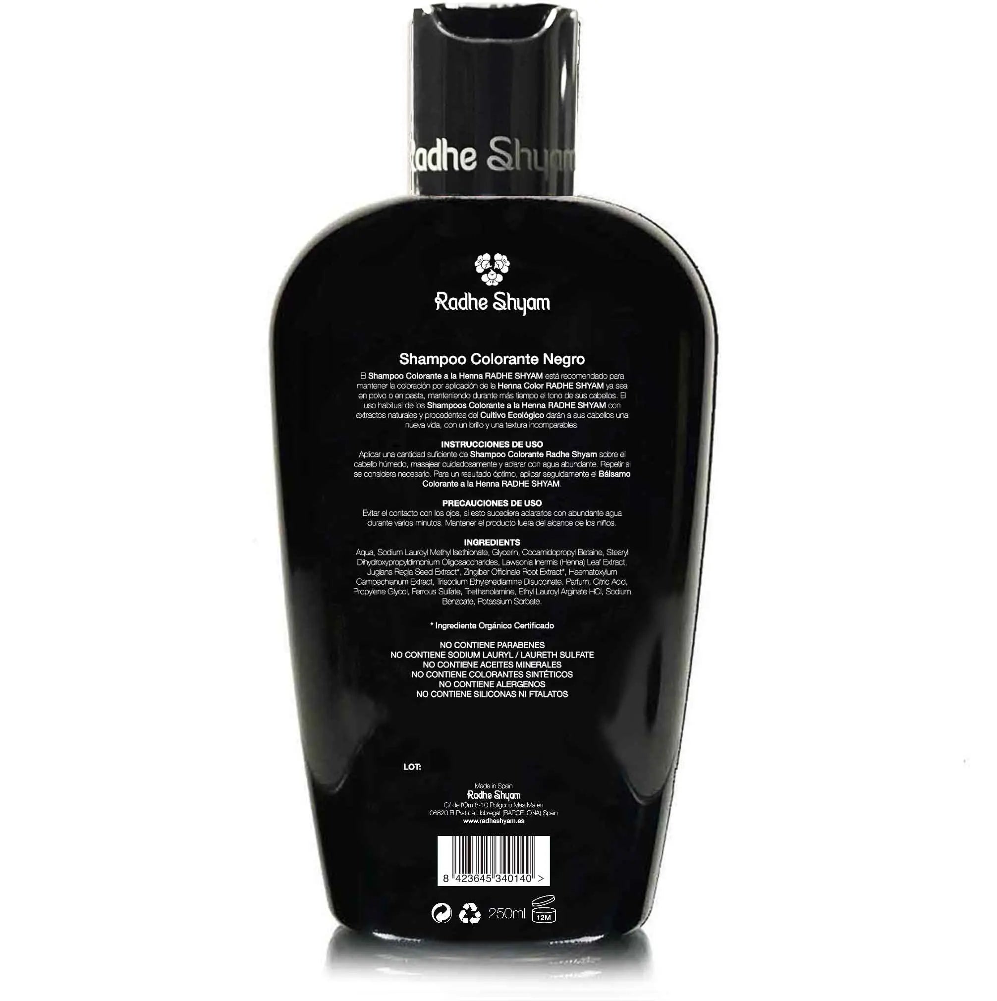 Shampoo Henna Color Negro 250 Cc Y 400 Cc Radhe Shyam