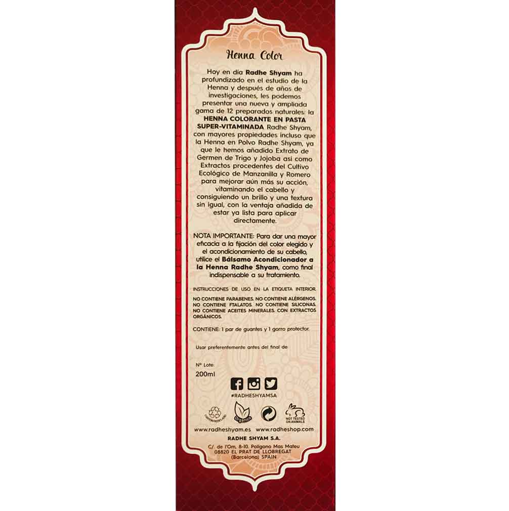 Henna Radhe Super Caoba Oscuro Pasta Radhe Shyam