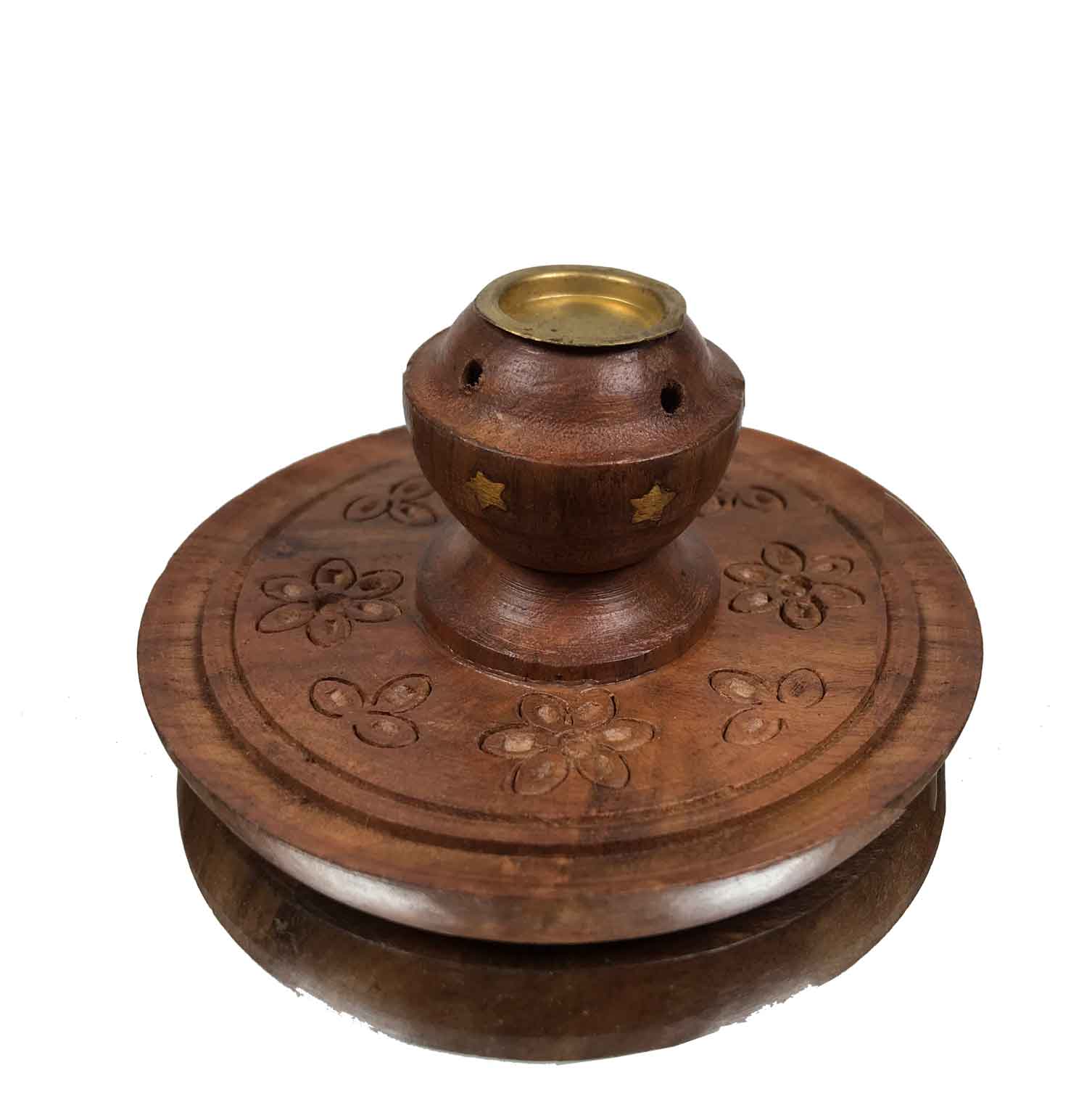 Incense Burner Wooden Base Flowers 265