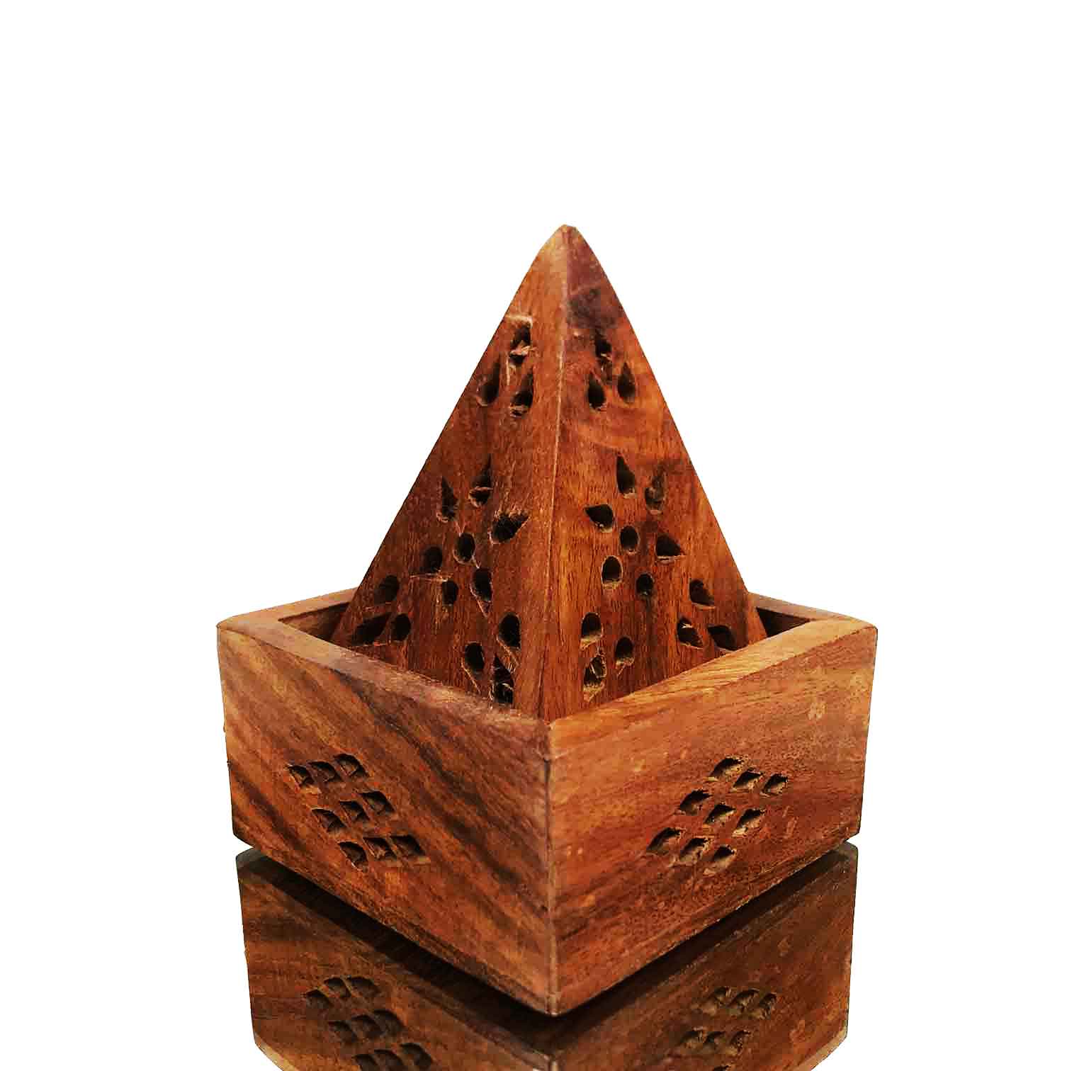 Wooden Incense Burner Box Cones Pyramid Base 420