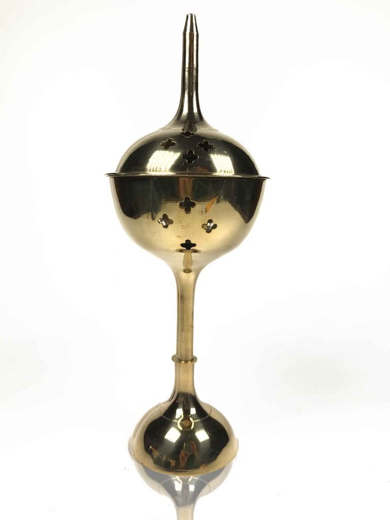 Tall Metal Incense Burner Round Cup (8702)