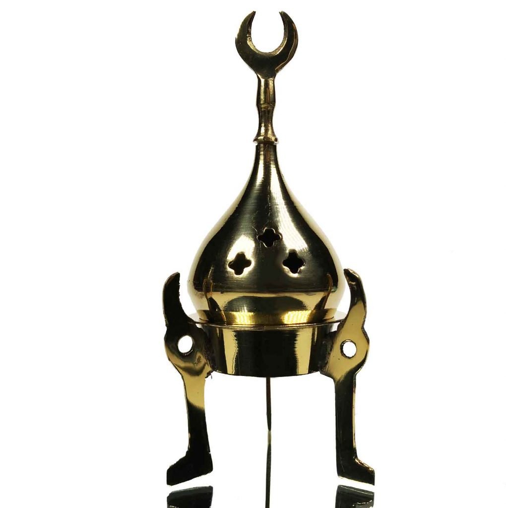 Large Half Moon Metal Incense Burner (7772)