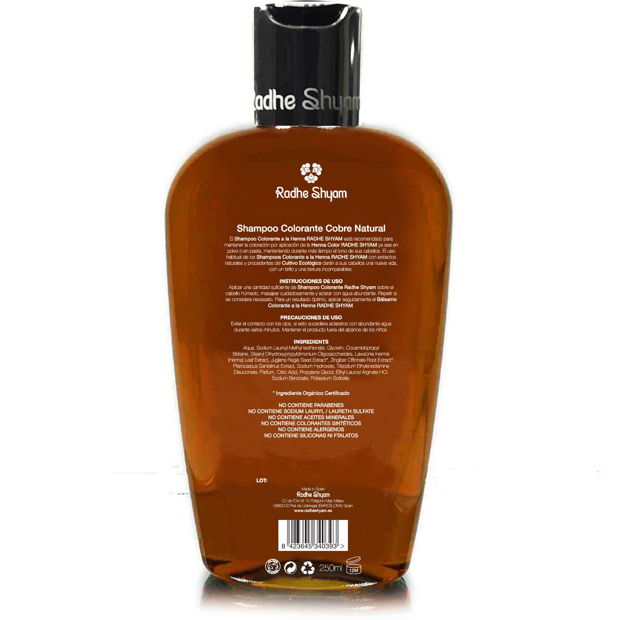 Shampoing au henné couleur cuivre 250Cc et 400Cc