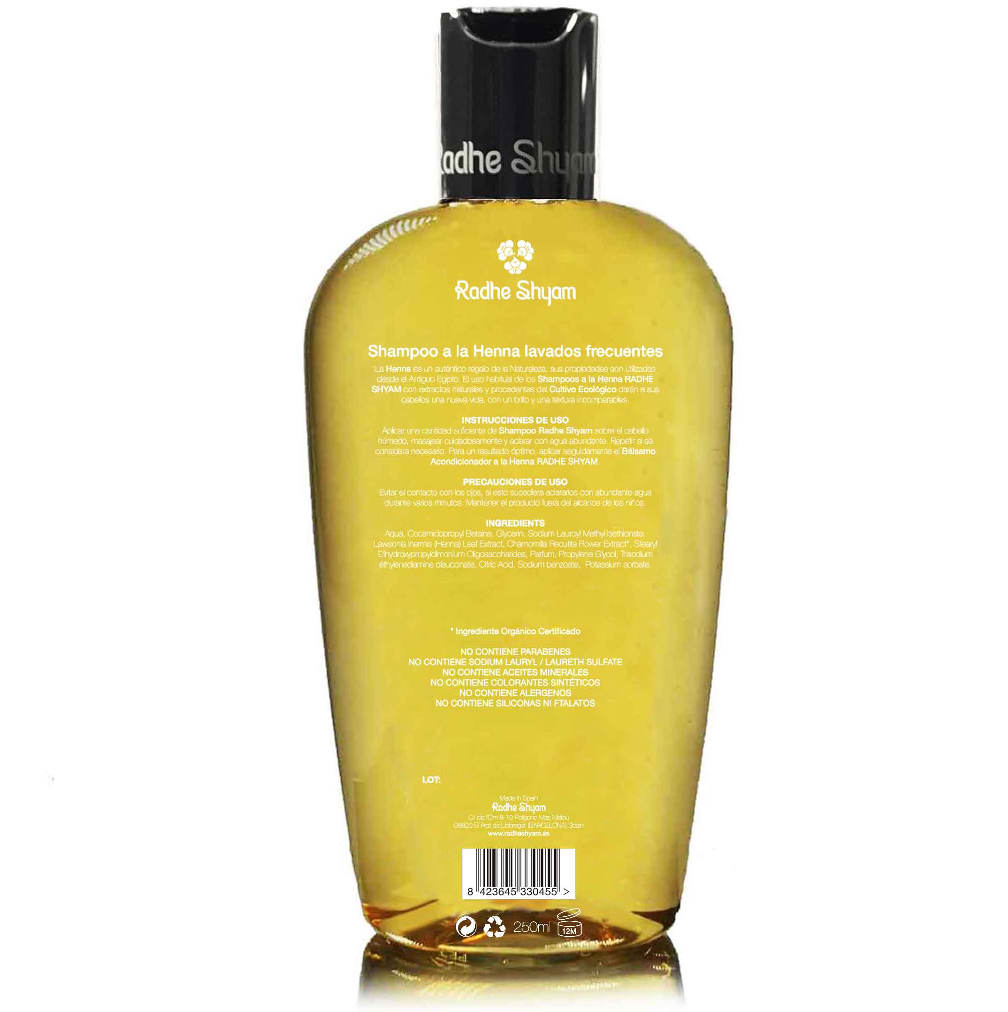 Shampoo Henna Lavados Frecuentes 250 Cc Y 400 Cc